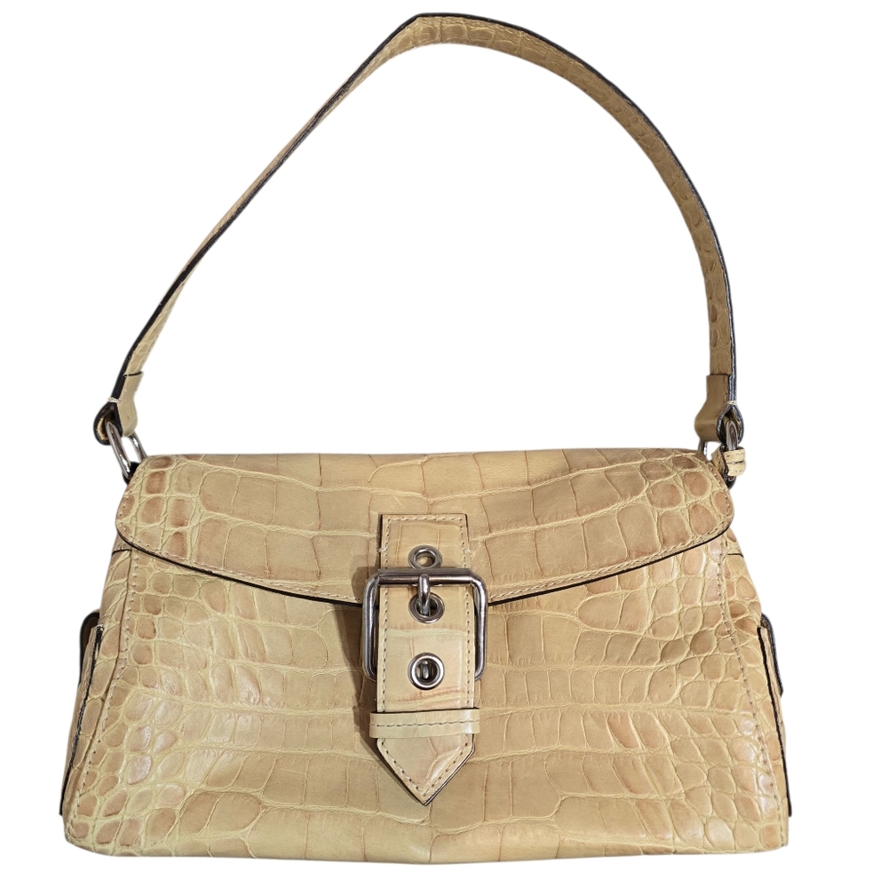 Dooney & Bourke Tan Croc-Embossed Shoulder Bag with Buckle